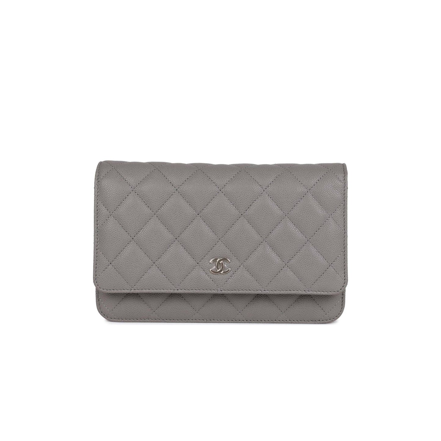 Ch*el wallet on chain woc grey caviar light gold hardware (19*13*4cm)
