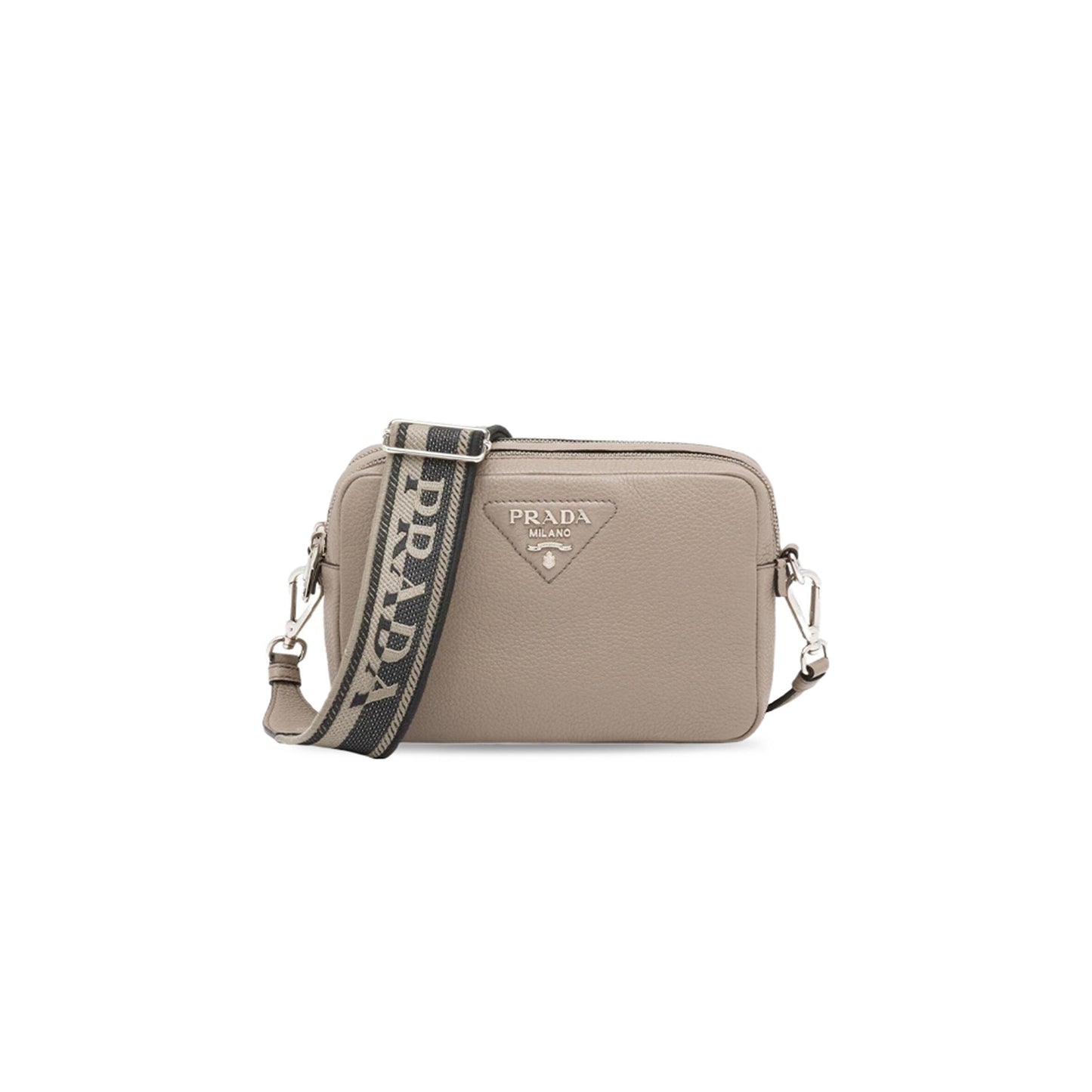 Pra*a leather camera bag shoulder bag crossbody bag women''s light gray 1bh192 (19*12*6cm)