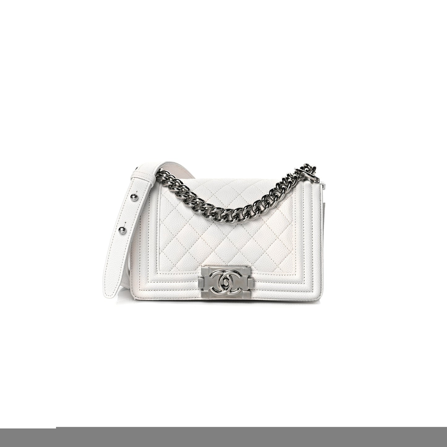 Ch*el caviar quilted small boy flap white  (20*12*6cm)
