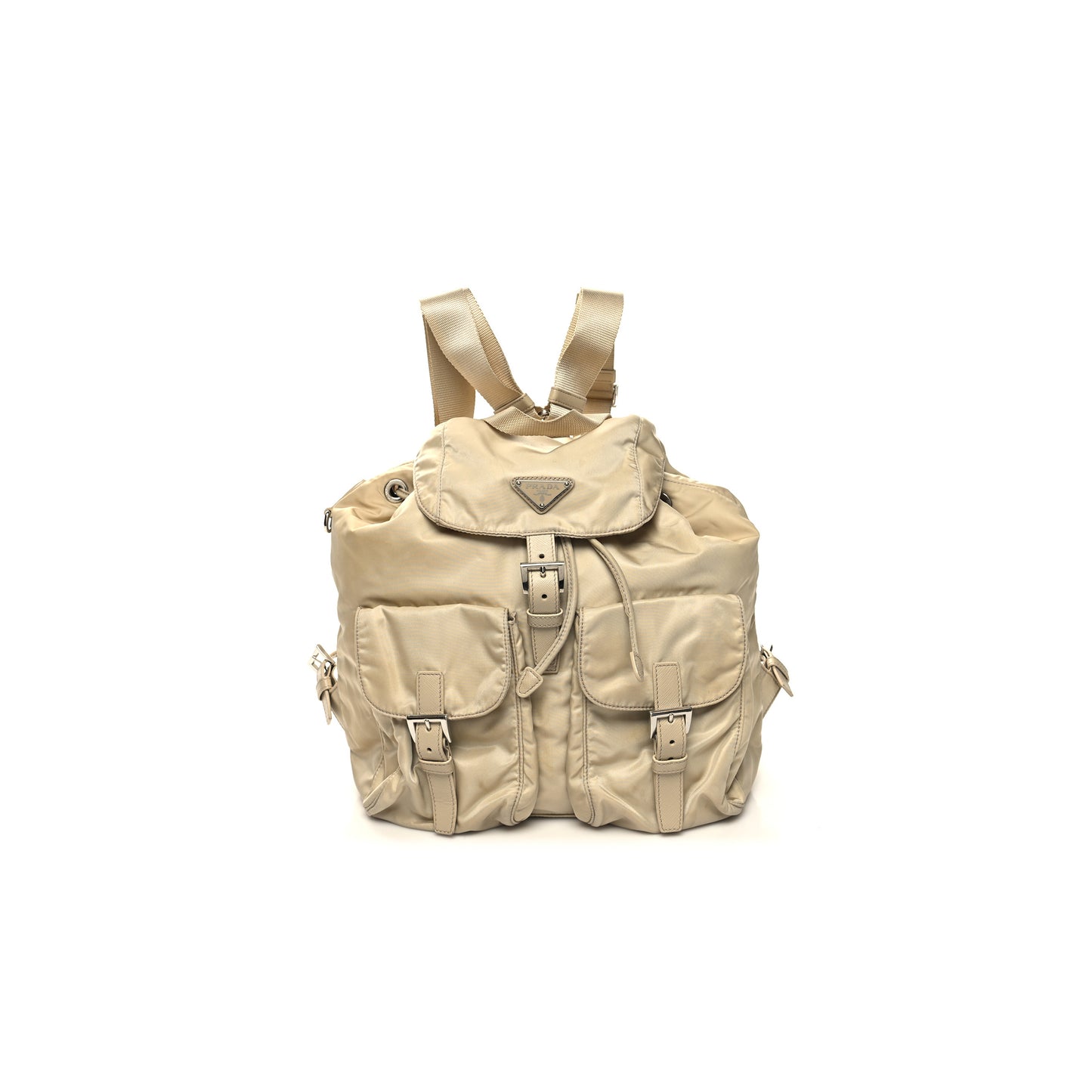 Pra*a nylon saffiano medium backpack deserto (30*30*15cm)