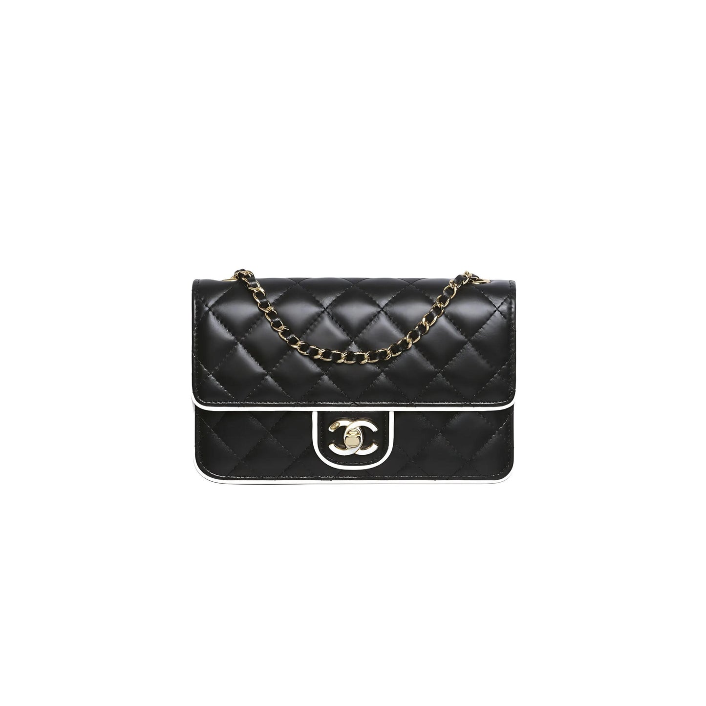 Ch*el woc black and white chain wallet shoulder bag ap4511 (19*12*3.5cm)