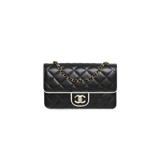 Ch*el woc black and white chain wallet shoulder bag ap4511 (19*12*3.5cm)