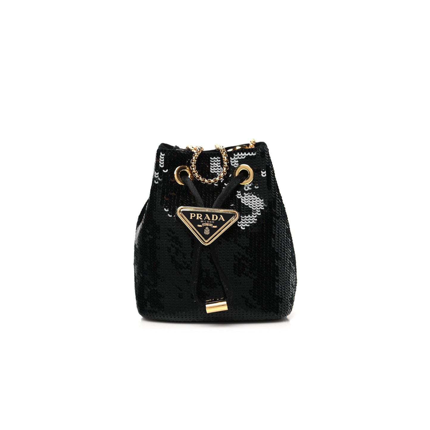 Pra*a black sequined satin mini 1nr016 (12*9*6cm)