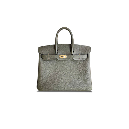 H**mes master birkin 25 calfskin almond green gold buckle bag bk308qtgss (25*20*13cm)