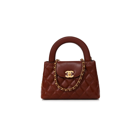 Ch*el shiny aged calfskin quilted nano kelly shopper as4416 (19*13*7cm)