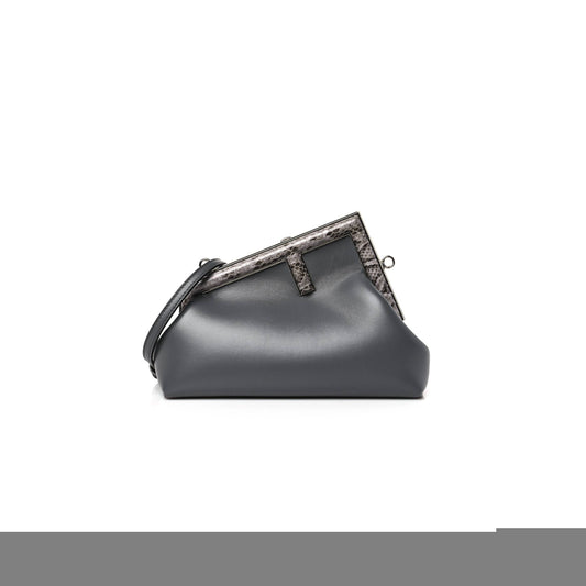 F**di shiny nappa snakeskin small F**di first anthracite asfalto (23*19*9cm)