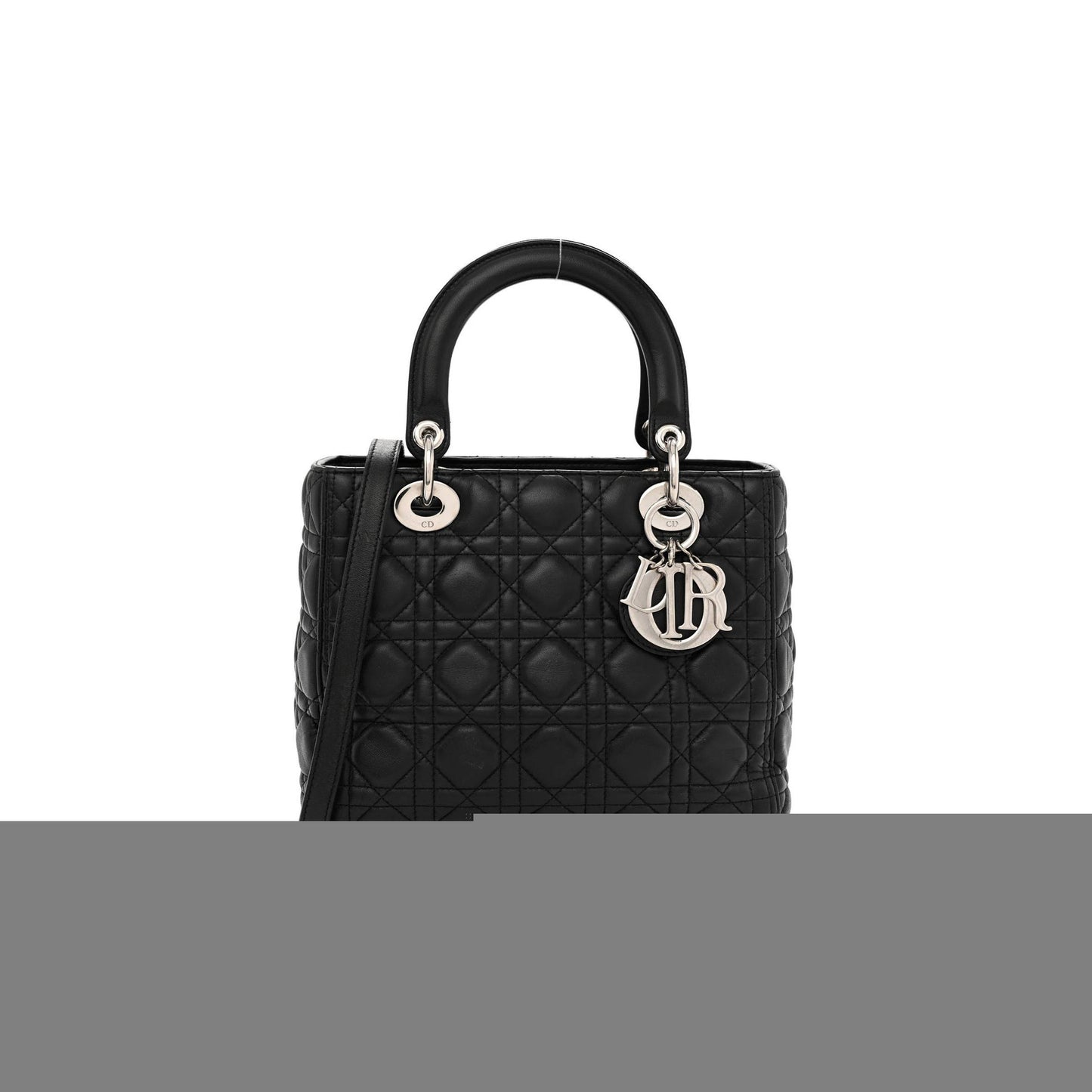 D*or lambskin cannage medium lady D*or black (23*20*11.4cm)