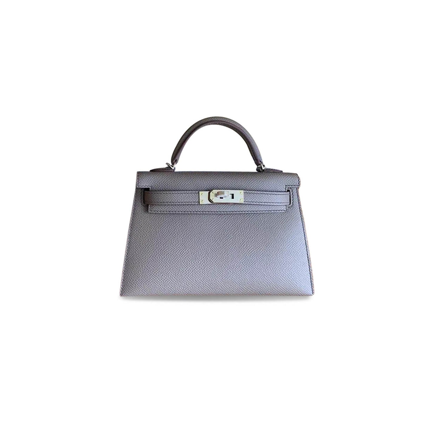 H**mes master mini kelly ii epsom 8f pewter gray silver buckle (19*12*5.5cm)