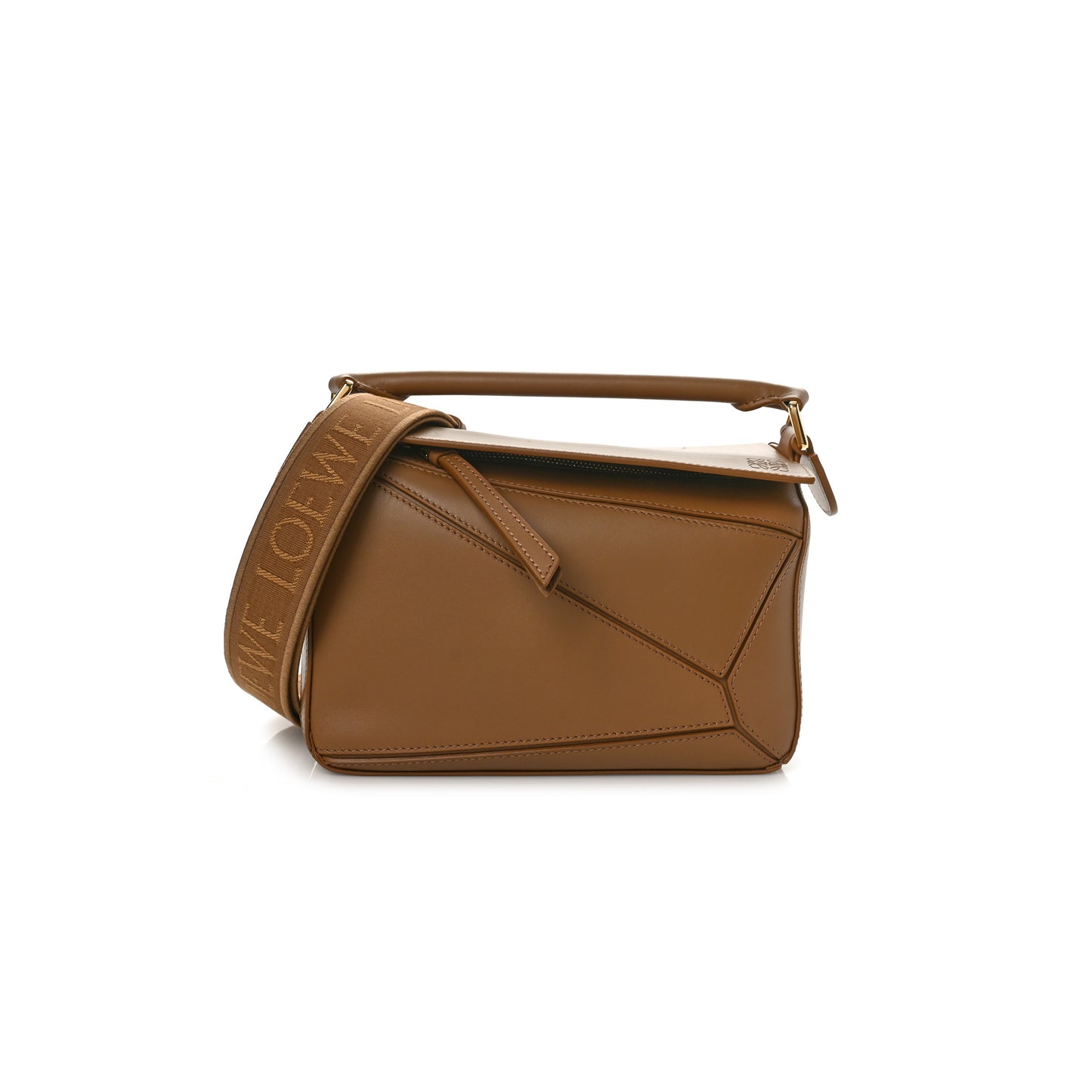 l*ew* satin calfskin monoCh*0me small puzzle edge bag pale oak (24*16.5*10.5cm)