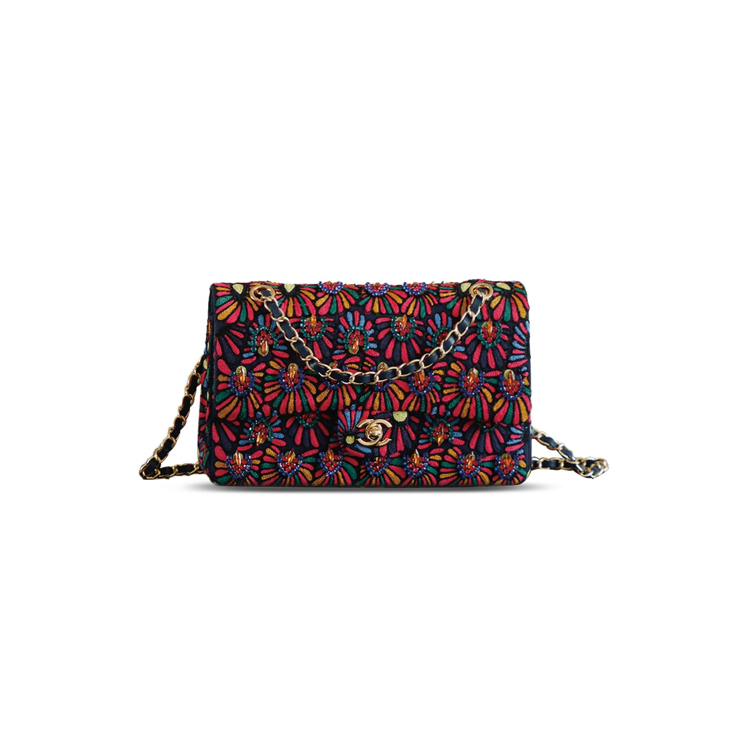 Ch*el classic bag fibers embroidery as6178 (25.5*15.5*6.5cm)