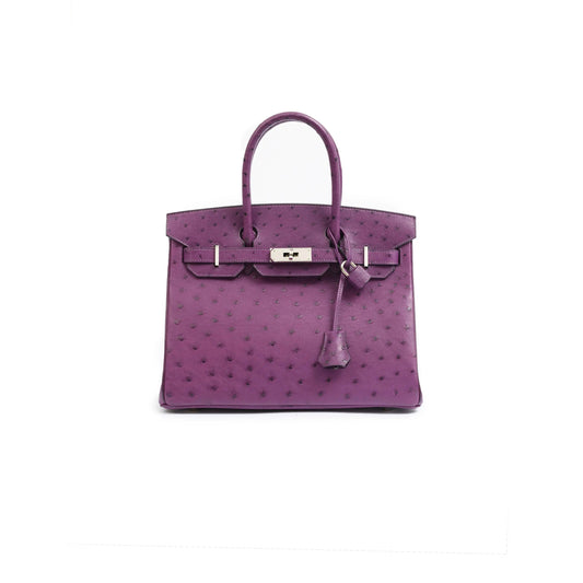 H**mes MASTER VIOLET OSTRICH BIRKIN 25 BAG (25*20*13cm)