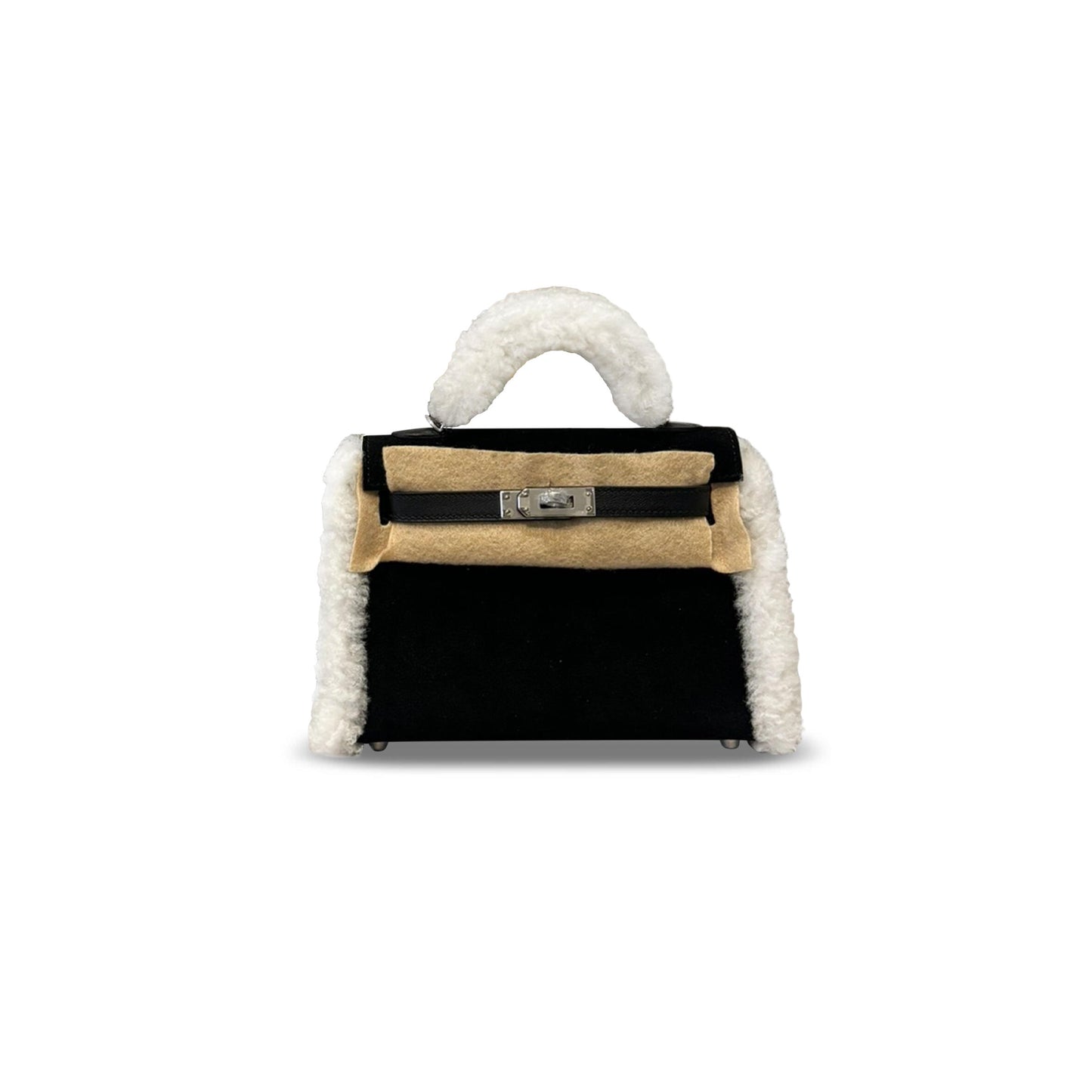 H**me5 mini kelly teddy shearling palladium hardware (19*12*5.5cm)