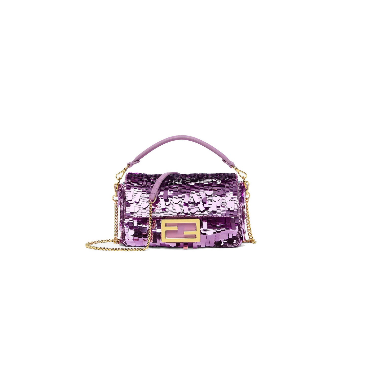 F**di baguette mini - purple sequin and leather bag 8bs017amp0f1jco (20*13*5cm)