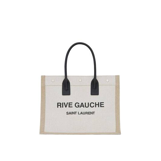 Y*L rive gauche small tote bag in linen and leather 617481faabr9054 (39*31*18cm)