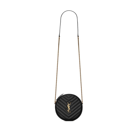 Y*L vinyle round camera bag in chevron-quilted grain de poudre embossed leather 6104361gf071000 (17*17*5.5cm)