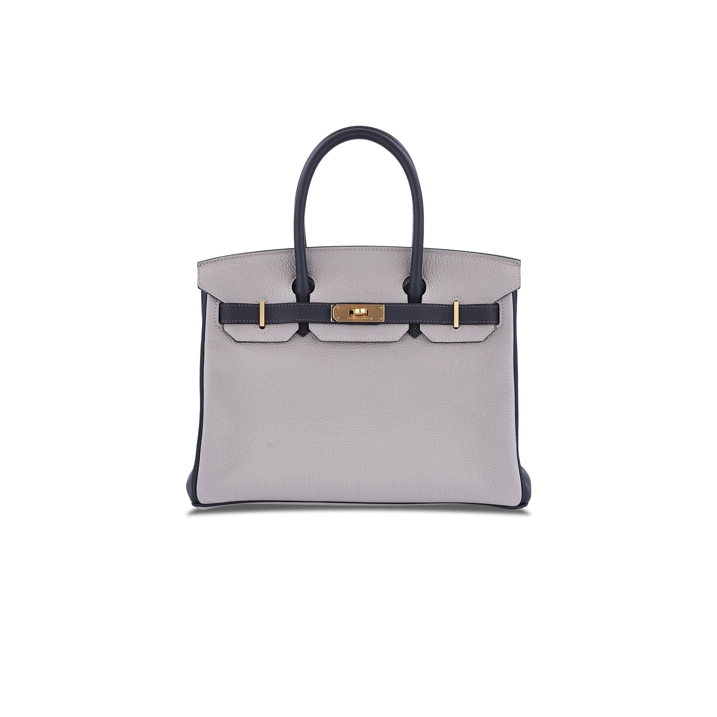 H**mes master birkin 25 togo leather seagull grey and black silver buckle handbag h028365cc01 (25*20*13cm)