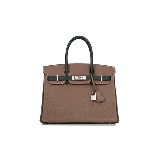 H**mes special order (hss) birkin 30 etoupe and vert fonce togo brushed palladium hardware ( 30cm*22*16cm)