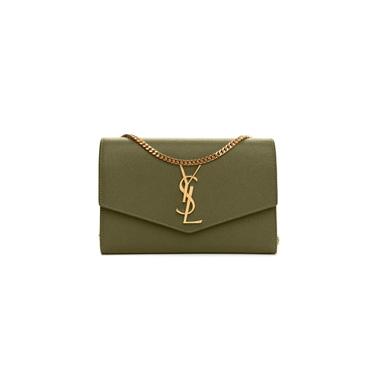 Y*L uptown chain wallet in grain de poudre embossed leather 607788363320 (19*12*3cm)