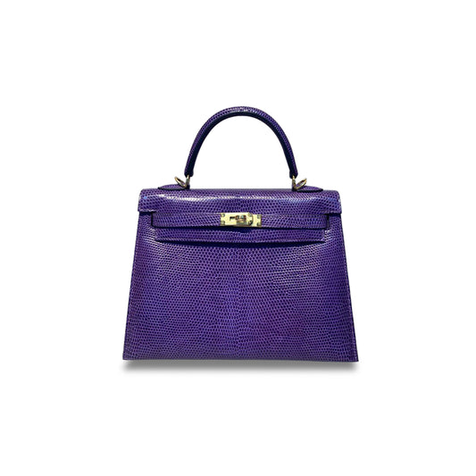 H**mes master kelly 25 lizard violet gold button (25*17*7cm)