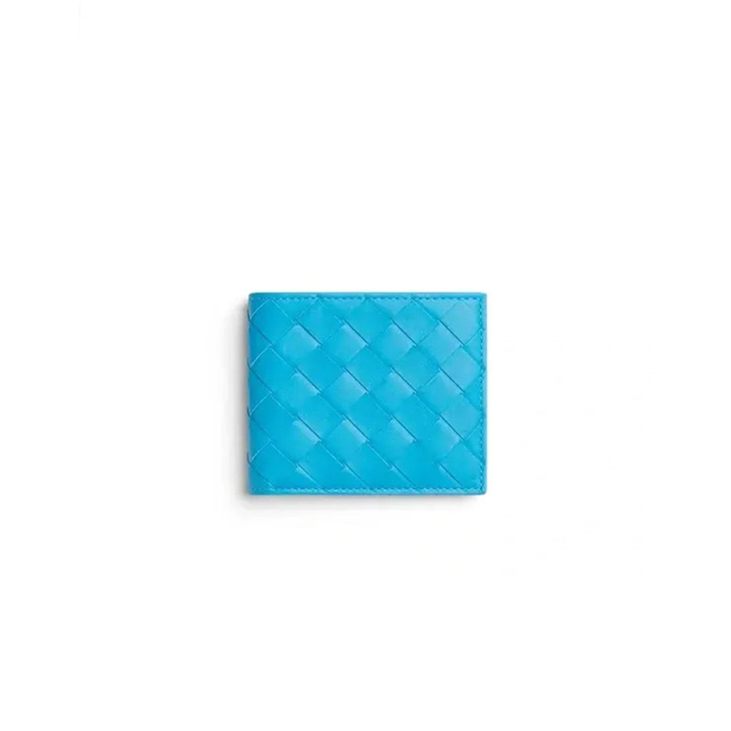 b0tt*ga Ven*ta intriciato leather bi-fold wallet pool blue 605722 (11*9.5*1cm)