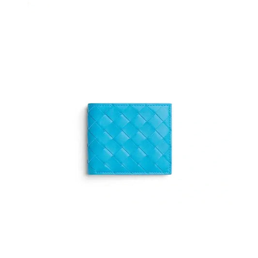 b0tt*ga Ven*ta intriciato leather bi-fold wallet pool blue 605722 (11*9.5*1cm)