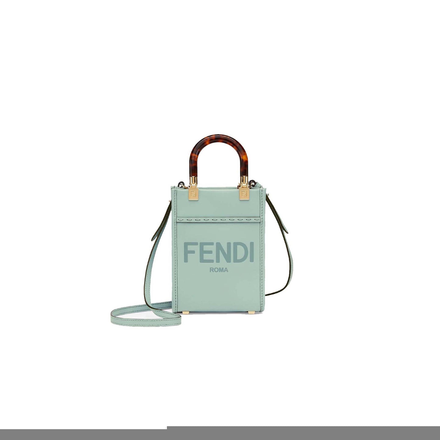 F**di mini sunshine shopper - mint green leather mini-bag 8bs051abvlf03hw (18*13*6.5cm)