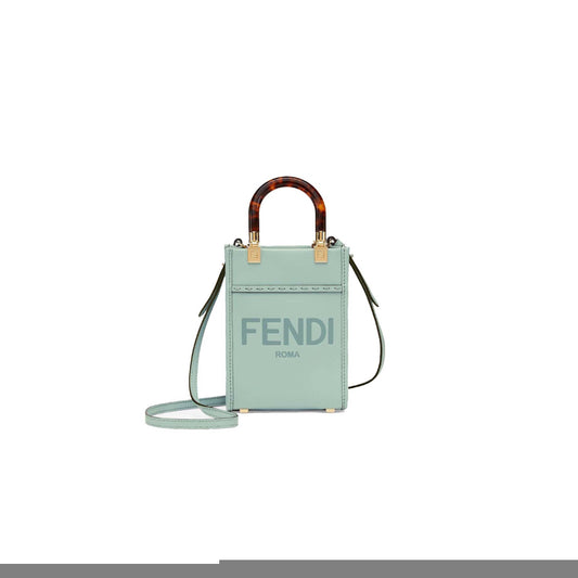 F**di mini sunshine shopper - mint green leather mini-bag 8bs051abvlf03hw (18*13*6.5cm)