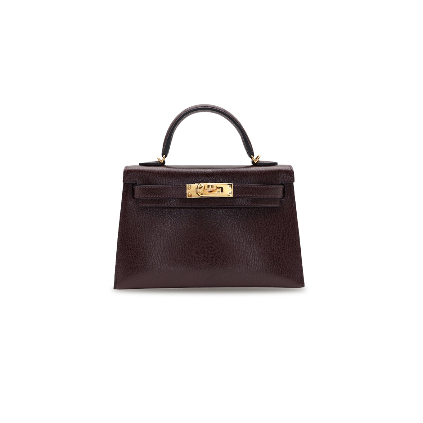 H**mes master kelly ii sellier mini rouge sellier chevre leather gold hardware (19*12*5.5cm)