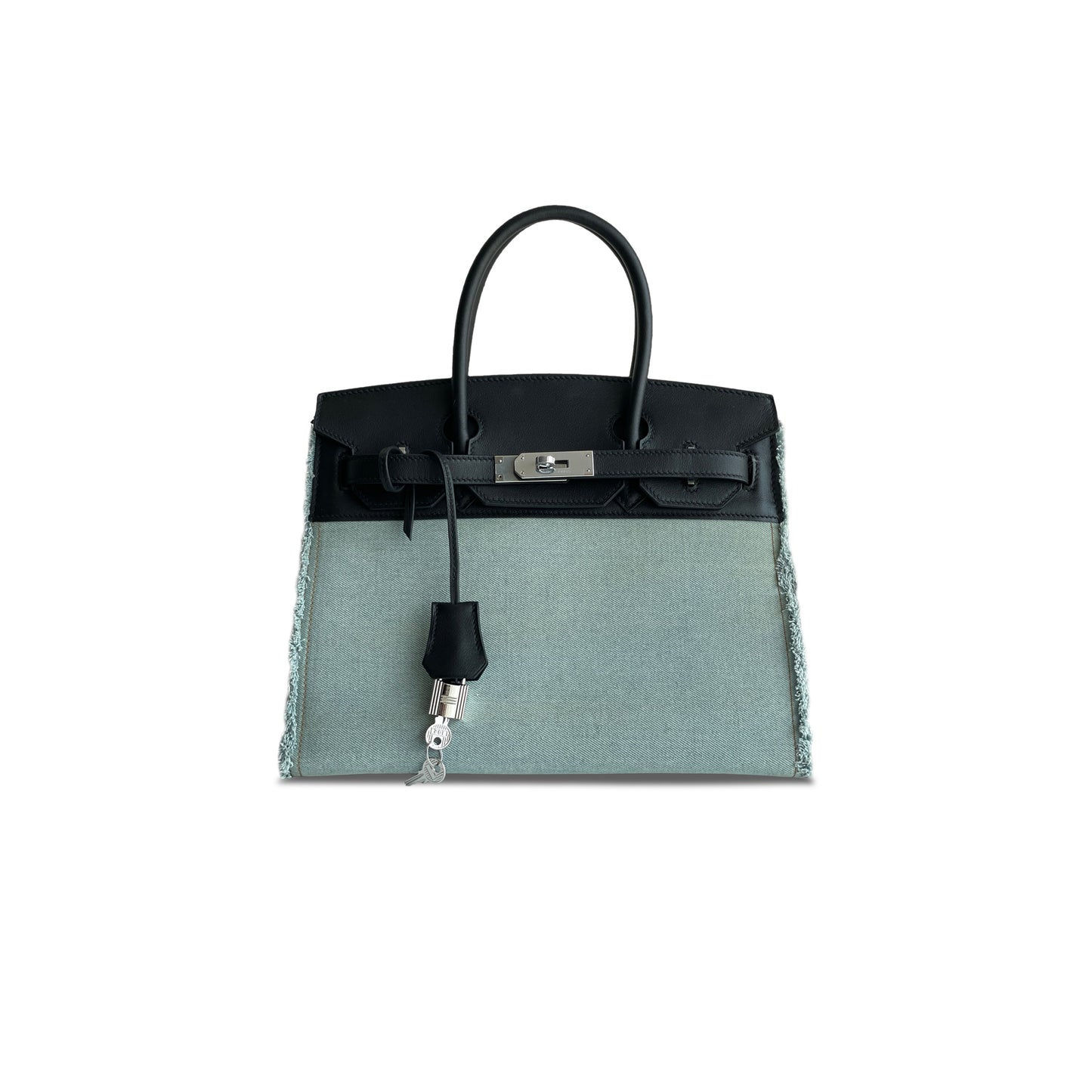 H**mes master birkin 30 swift leather and denim silver buckle h082686ck13 (30*23*15cm)
