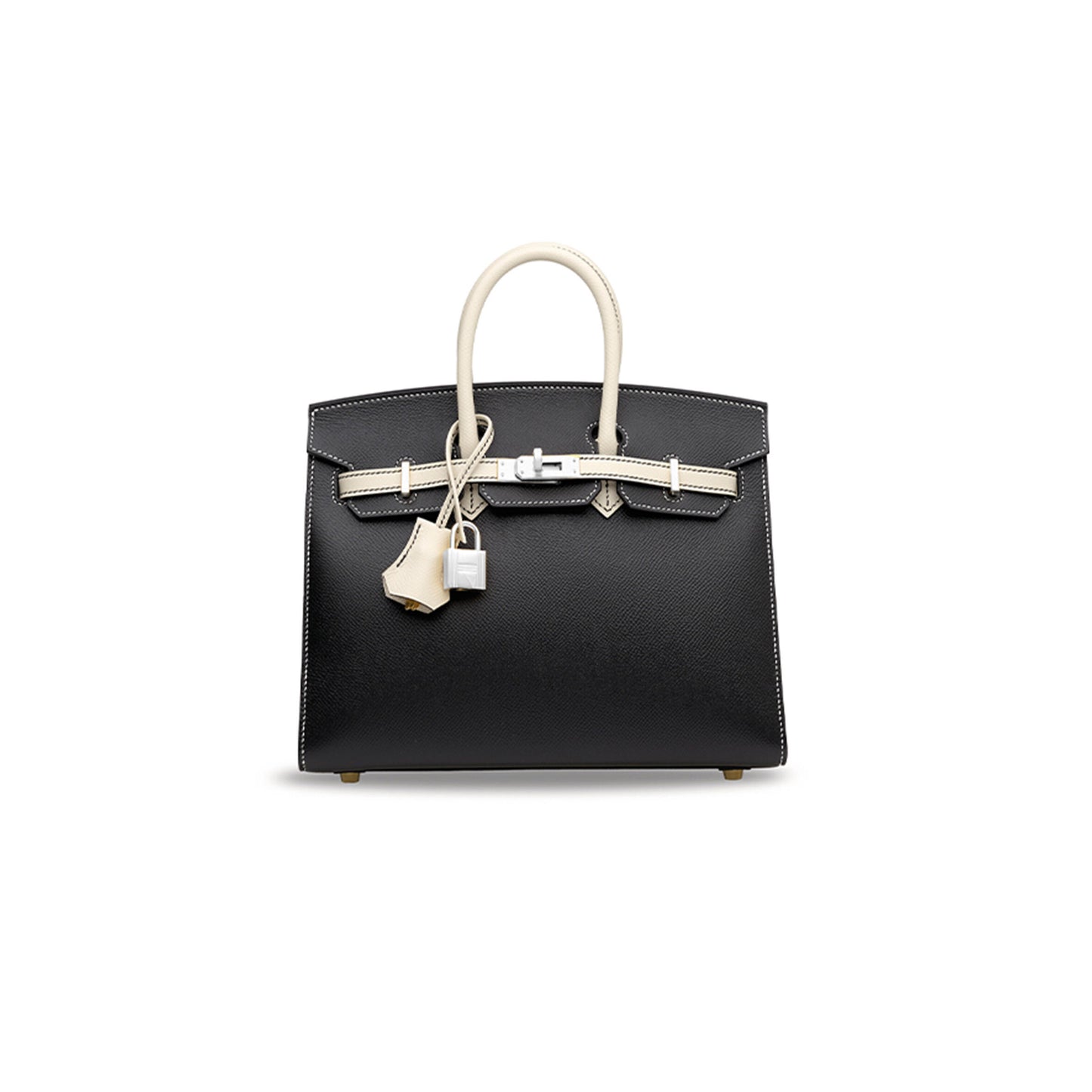 H**mes master black nata epsom leather sellier birkin 25 with brushed gold hardware (25*20*13cm)
