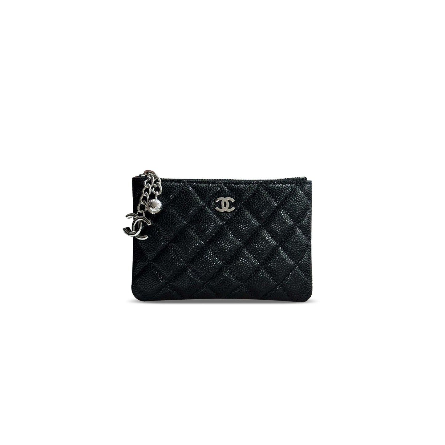 Ch**el classic grained calfskin zipped cardholder a69253 (14.5*8.5cm)