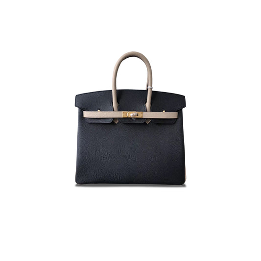 H**mes birkin 25 clemens leather midnight blue butt gray 23062729 (25*20*13cm)