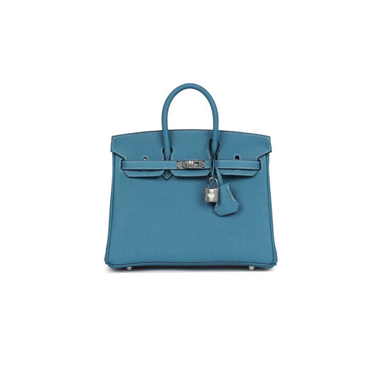 H**mes birkin 30 togo leather duck blue silver buckle 1015671846 (30*23*15cm)