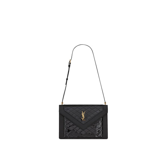 Y*L gaby satchel in quilted lacquered leather and smooth leather 695503bmii71000 (26*18*5cm)