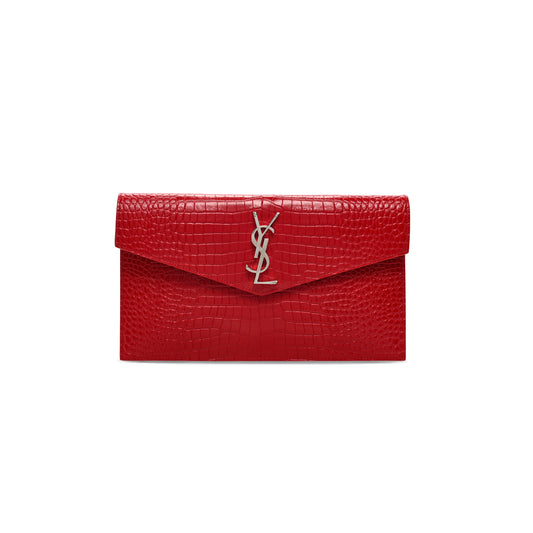 Y*L uptown pouch in crocodile-embossed shiny leather 5657391523720 (27*16*2cm)