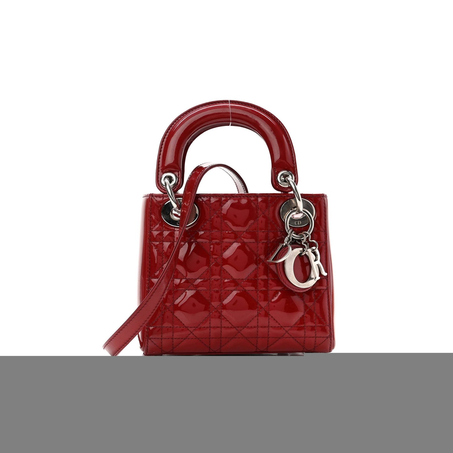 D*or patent cannage mini lady D*or red (17*15*7cm)