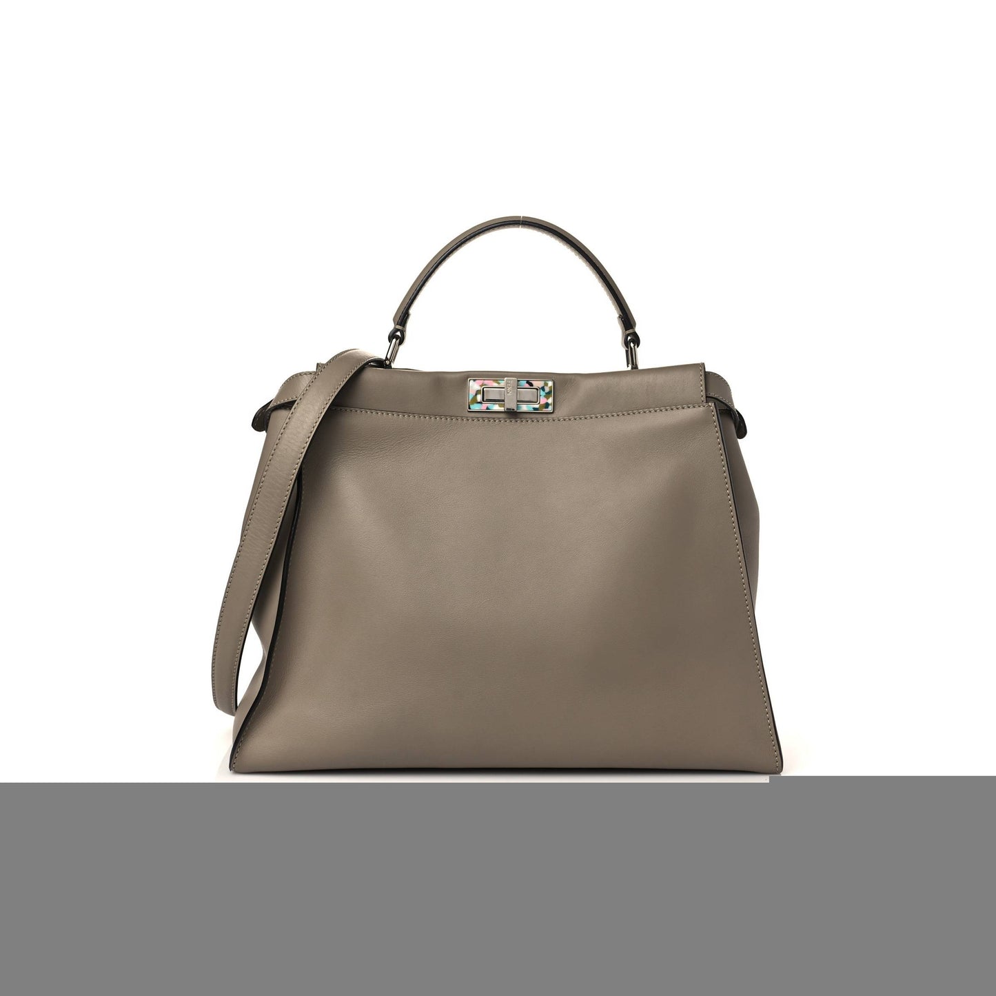 F**di vitello seta plexiglass granite large peekaboo iconic satchel tortora (40*29*17cm)