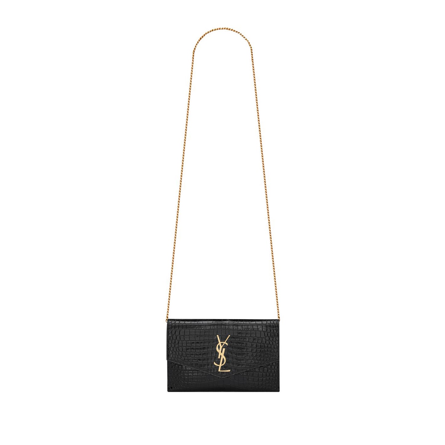 Y*L uptown chain wallet in shiny crocodile-embossed leather 607788dnd1j1000 (19*12*3cm)