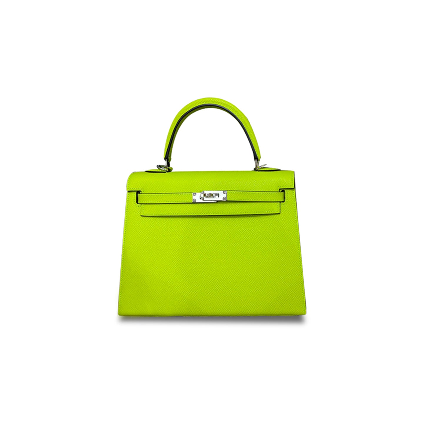 H**mes kelly 25 epsom kiwi green silver buckle (25*17*7cm)