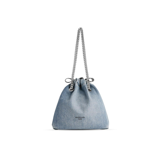 Ba1en*iaga women''s crush tote bag in small denim 7429422aaya4661 (25.9*23.9*9.9cm)