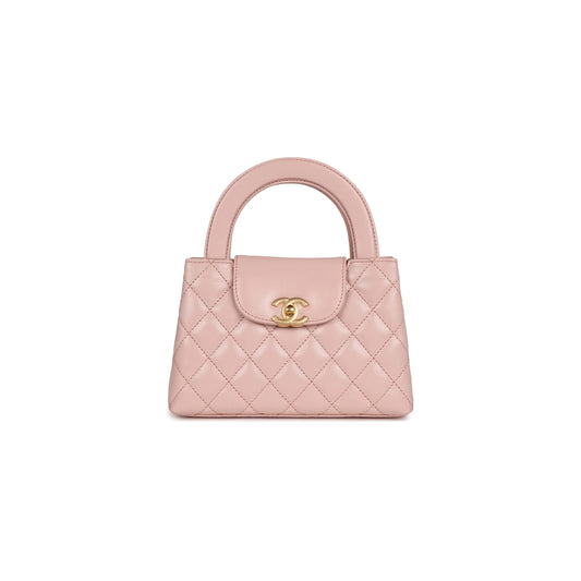 Ch*el master small kelly shopper calfskin light pink gold hardware as4416 (19*13*7cm)