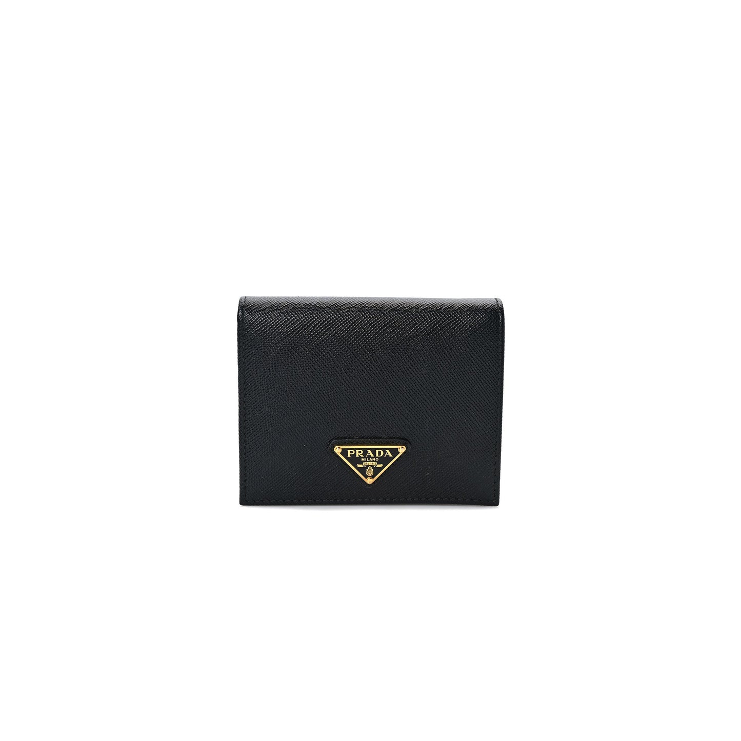 Pra*a saffiano triangle bi-fold wallet black (11*8*3cm)