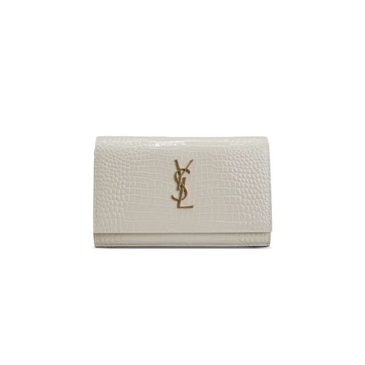 Y*L cassandre chain wallet in crocodile-embossed shiny leather 743364 (23*14*4cm)