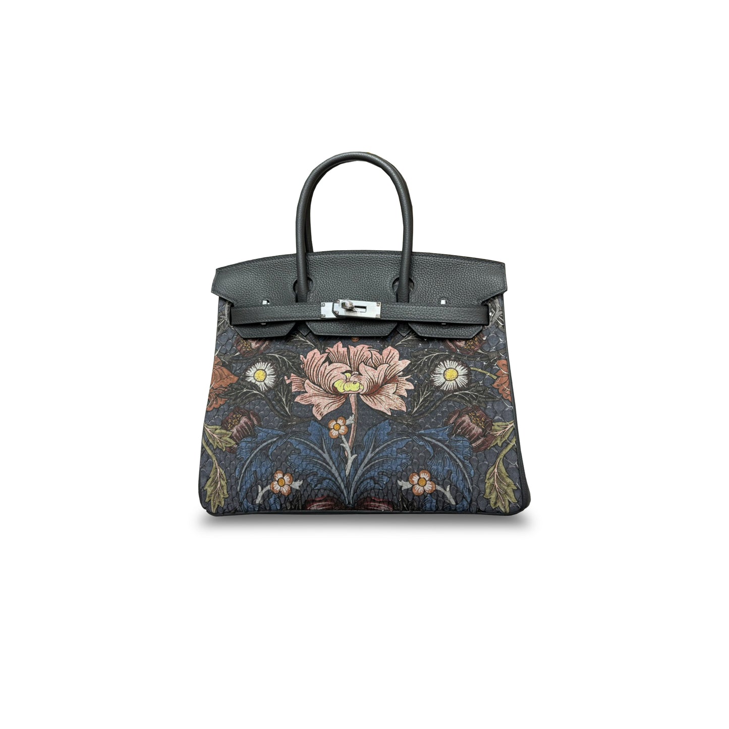 H**mes master birkin 30 snakeskin graffiti painting silver buckle h055177cc79 (30*22*16cm)