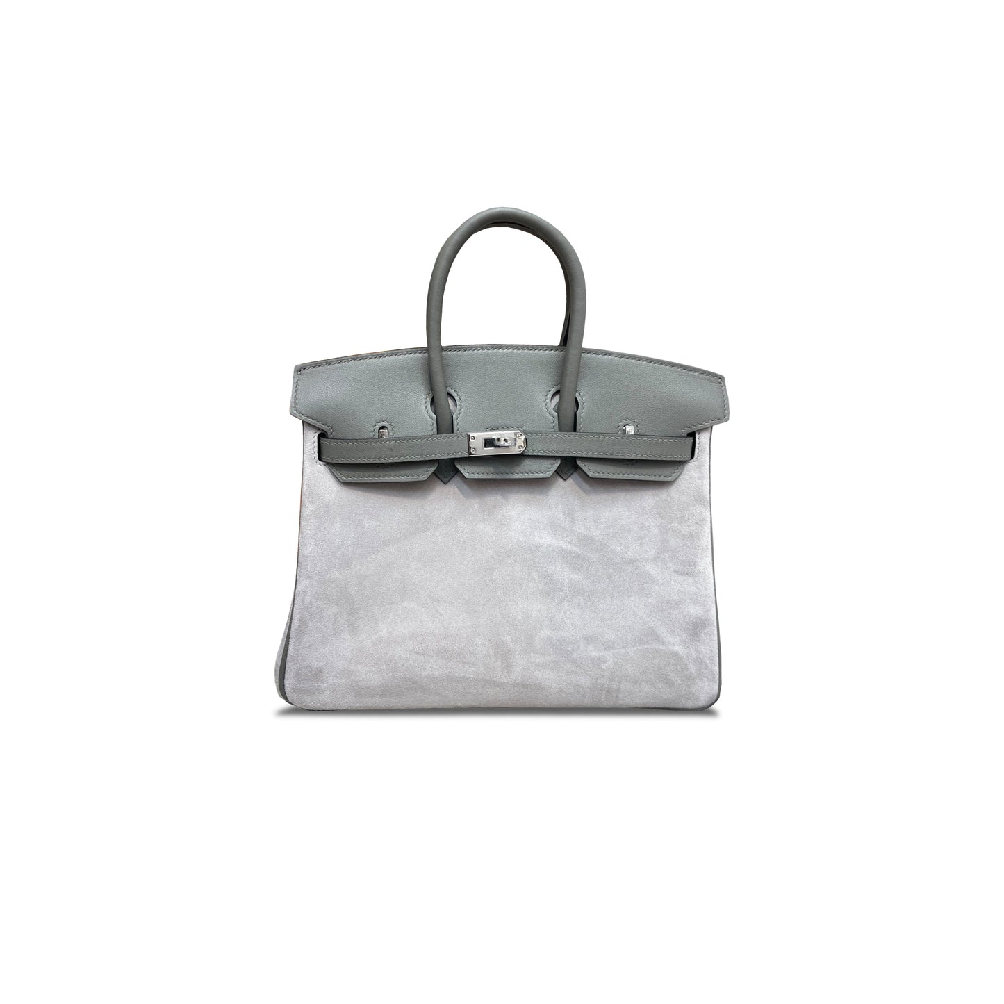 H**mes birkin 25 chamois cumulonimbus grey silver buckle h028369cc85 (25*20*13cm)