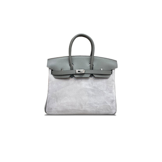 H**mes birkin 25 chamois cumulonimbus grey silver buckle h028369cc85 (25*20*13cm)