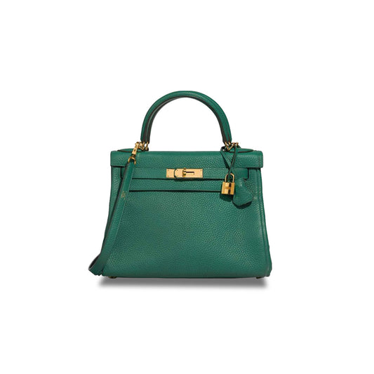 H**mes kelly 25 malachite green gold buckle (25*17*7cm)