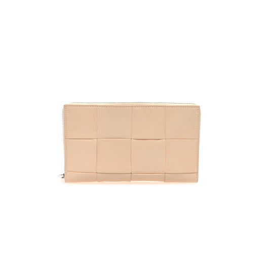 bo*te*ga Ve*ne*ta nappa maxi intrecciato zip around wallet rose mole (19*11*2cm)