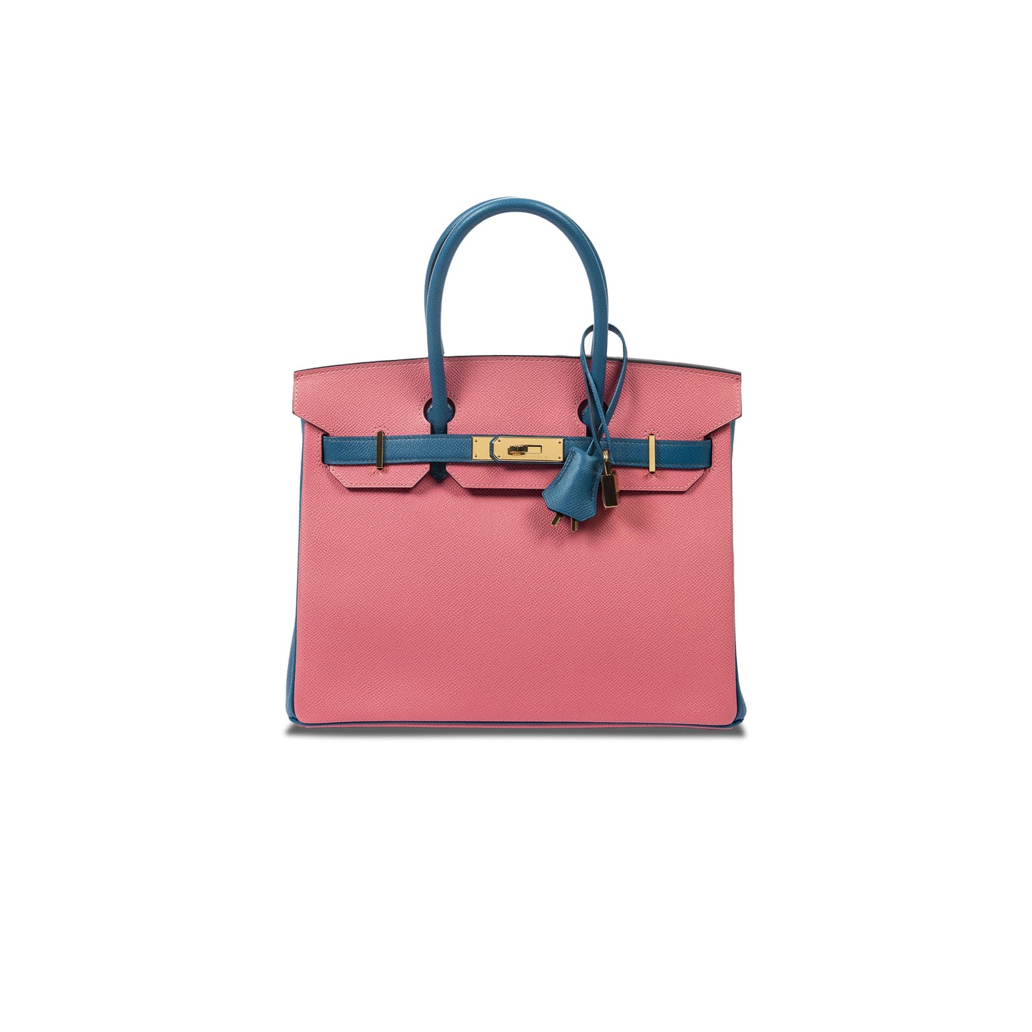 H**mes birkin 30 chevre leather cherry blossom and nor*hern blue gold buckle h028369cc37 (30*23*15cm)
