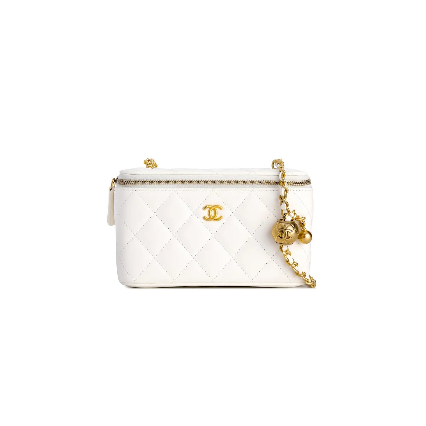 ch*el little G01den ball sheepskin box bag shoulder bag crossbody bag regular women''s white (17*9.5*8cm)